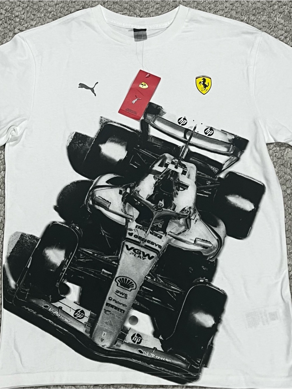 Puma Scuderia Ferrari F1 Racing Graphic T-Shirt White Mens Small NWT